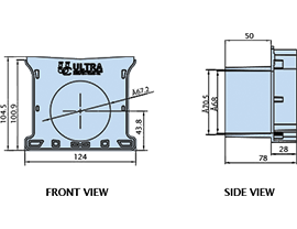 Front view and Side view of UDP100-EO.
