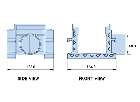 Side view and Front view of UDP130-SO.