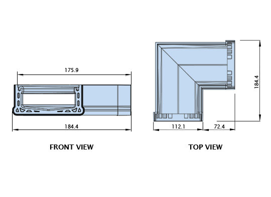 Front view and Top view of UDP45-RA.