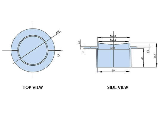 Top view and Side view of UDP45-S.