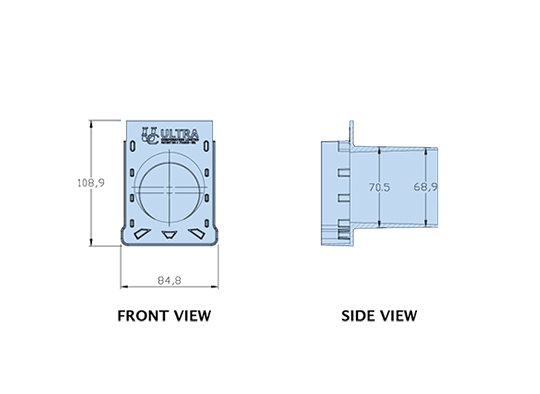 Front view and Side view of UDP75-EO.