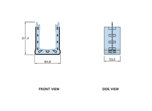 Front view and Side view of UDP75-J.